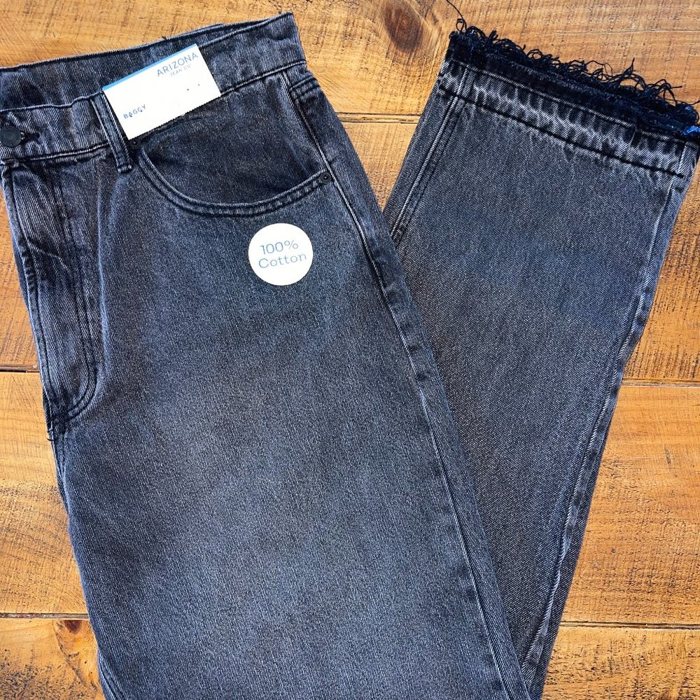 NWT Women's‎ Arizona Jean Co. Baggy Jeans Dark Grey/Black Size 38